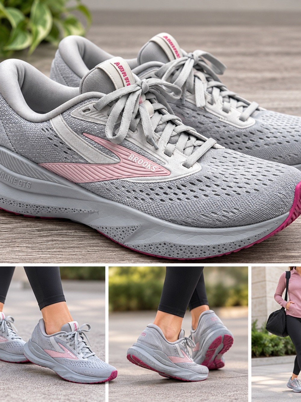 Brooks Adrenaline GTS 24 Women's Size 8.5 Narrow 2A Grey and Pink Running Shoes